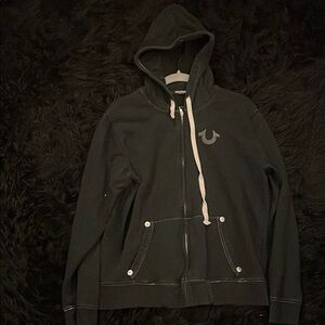 True Religion Black Hoodie with White Accents